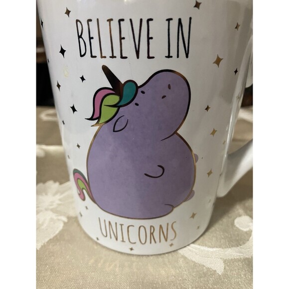 Large Boston Warehouse Coffee Mug “ Believe in Unicorns” whimsical Fairytales - Picture 2 of 11